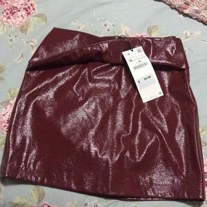 Mini patent leather skirt